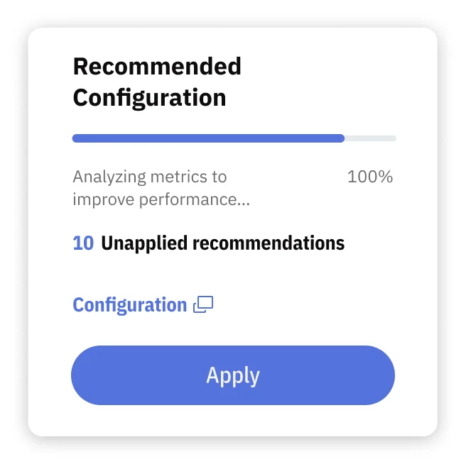 Releem configuration tuning recommendations interface