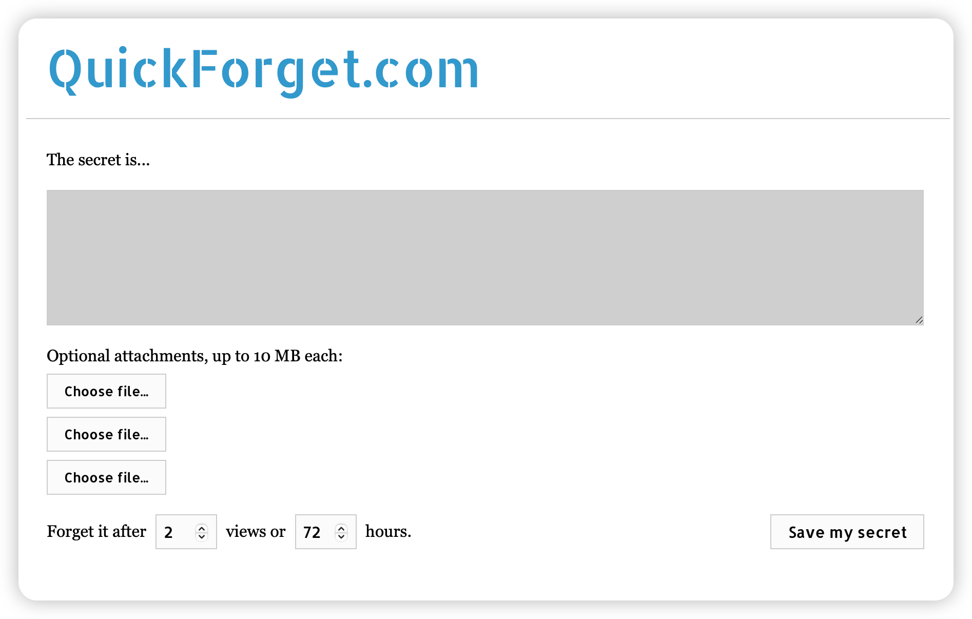 QuickForget User Interface