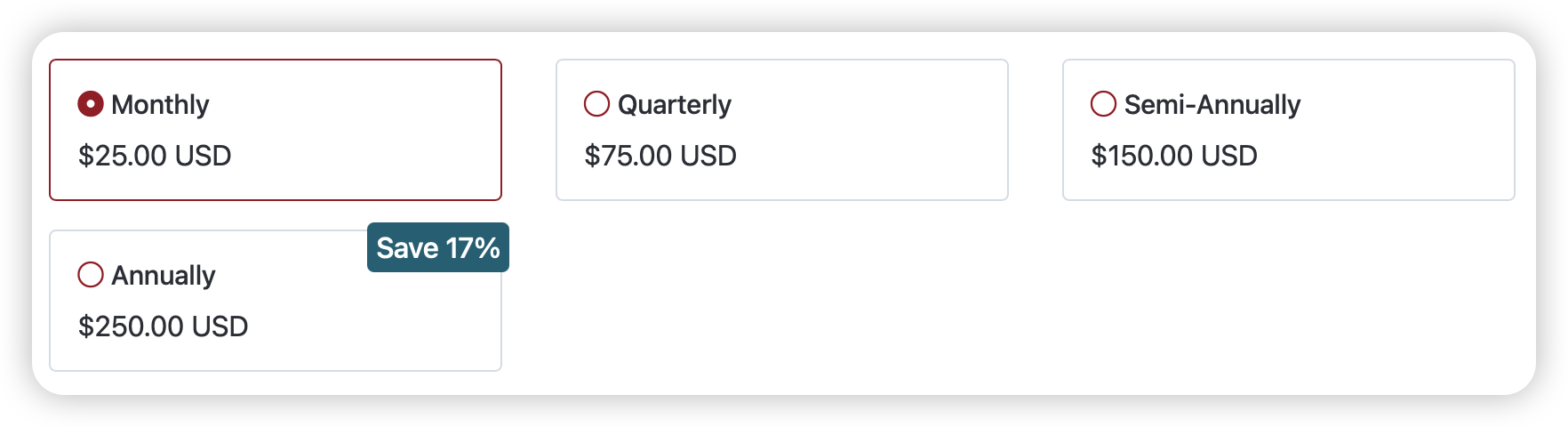 Billing cycle options