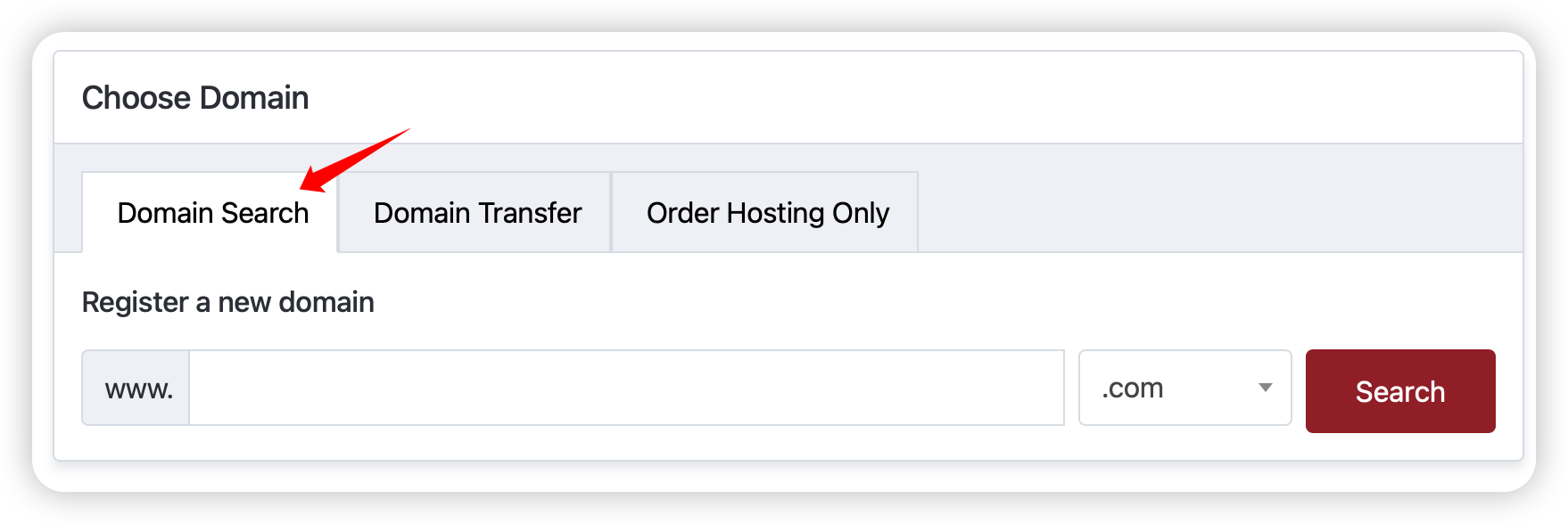 Domain search interface