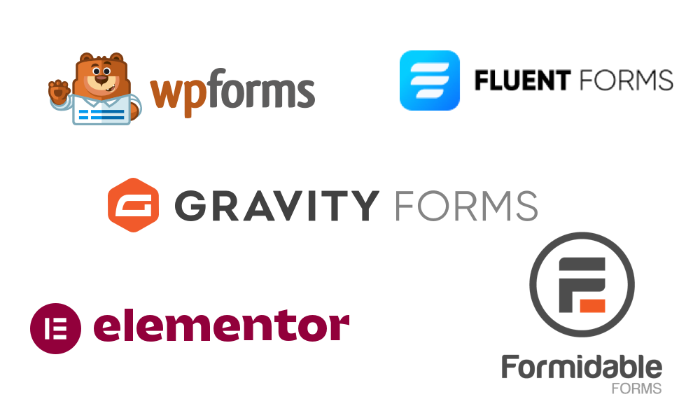 Logos of supported form plugins including Contact Form 7, WPForms, Gravity Forms, and others