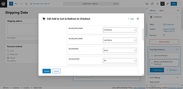 Mapping Form Fields to WooCommerce Checkout