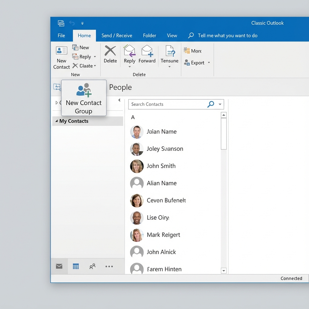 Creating a new contact group in Classic Outlook